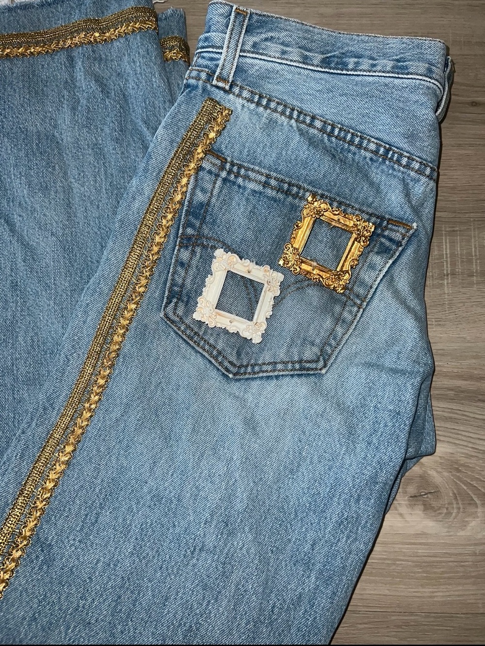 Levi's Light Blue Straight Leg Jeans with Gold Trim